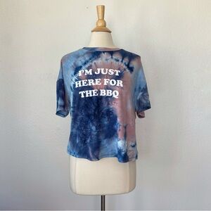 Red & Blue Tie-Dye BBQ Graphic Short Sleeve T-Shirt